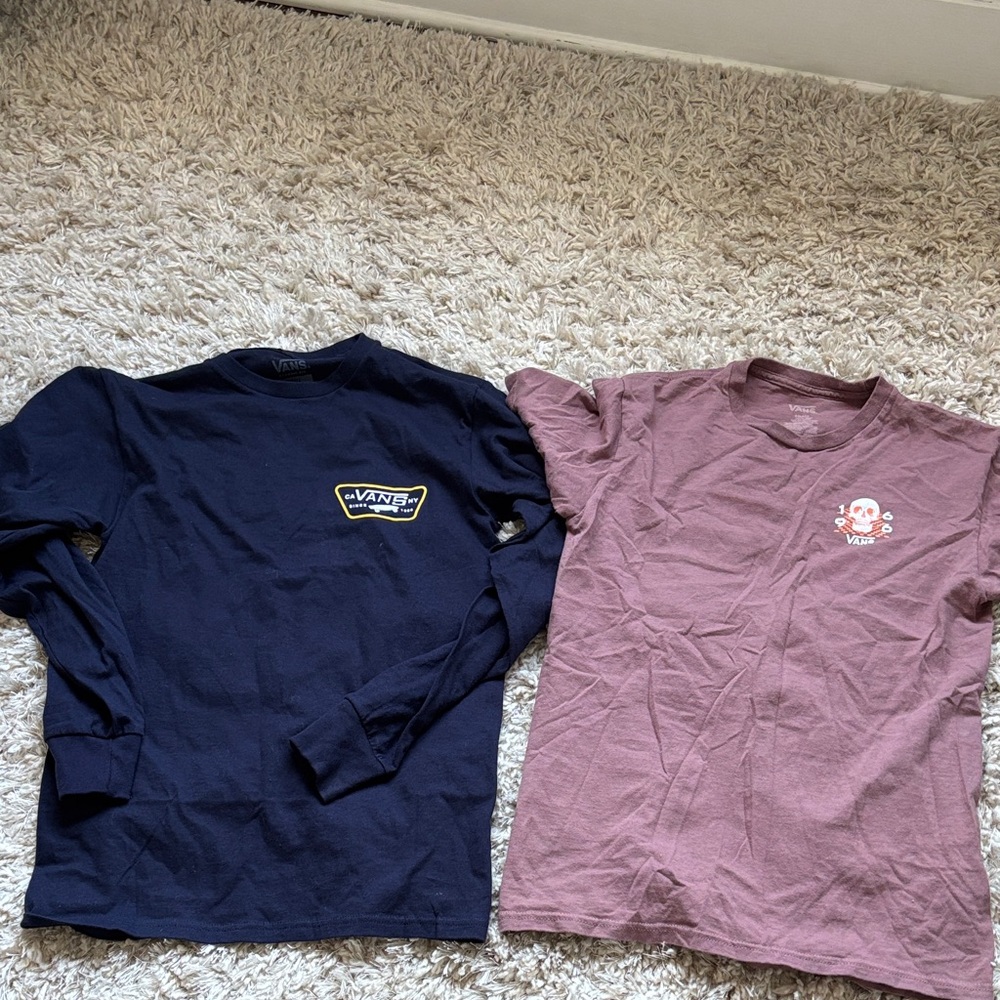 Vans Navy Long Sleeve and Vans Mauve Short Sleeve Tee Set